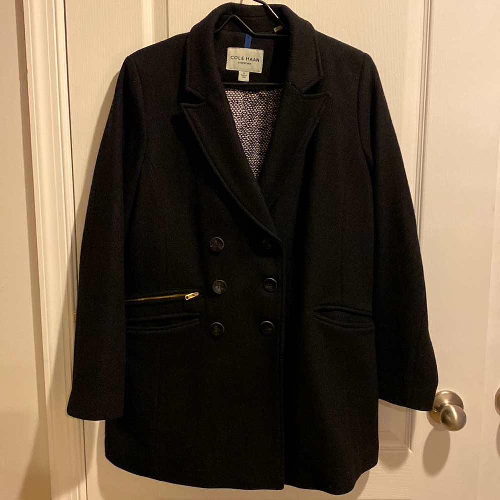 Black Cole Haan pea coat style size 8